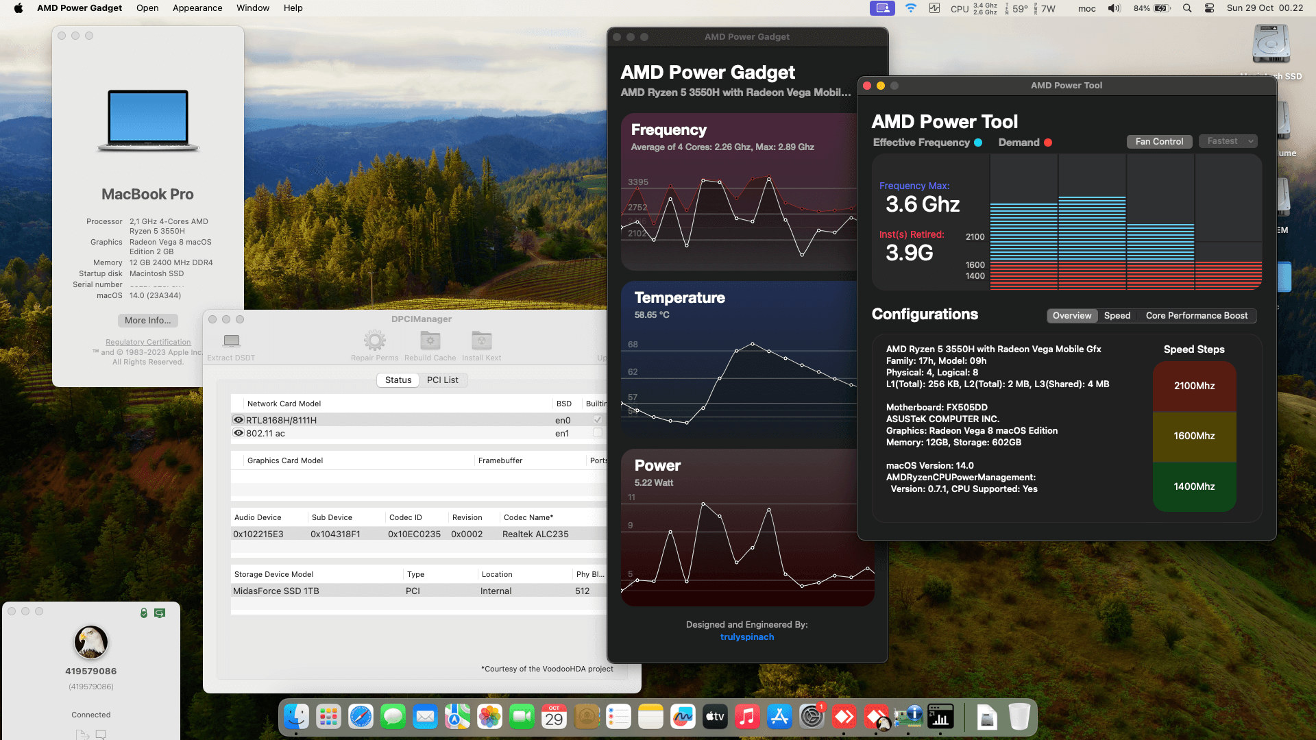 Success Hackintosh macOS Sonoma 14.0 Build 23A344 in Asus TUF Gaming FX505DD-R5611T
